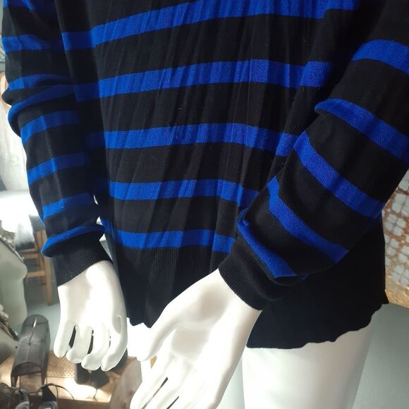 Zara Black and Blue Striped Women's Sweater - Picture 4 of 11